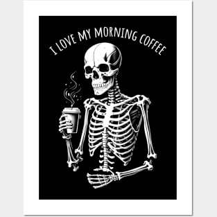 I love my morning coffee (white ink) Posters and Art